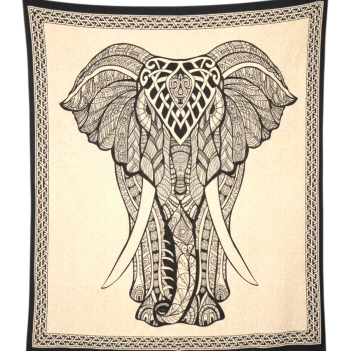 Boho Elephant Black-White Tapestry - Big - Image 3