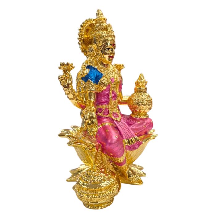 Side view of gold plated Lakshmi