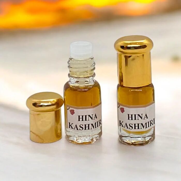 Hina Kashmiri Attar Perfume Oil with rich saffron, khus, henna, and aged Mysore sandalwood