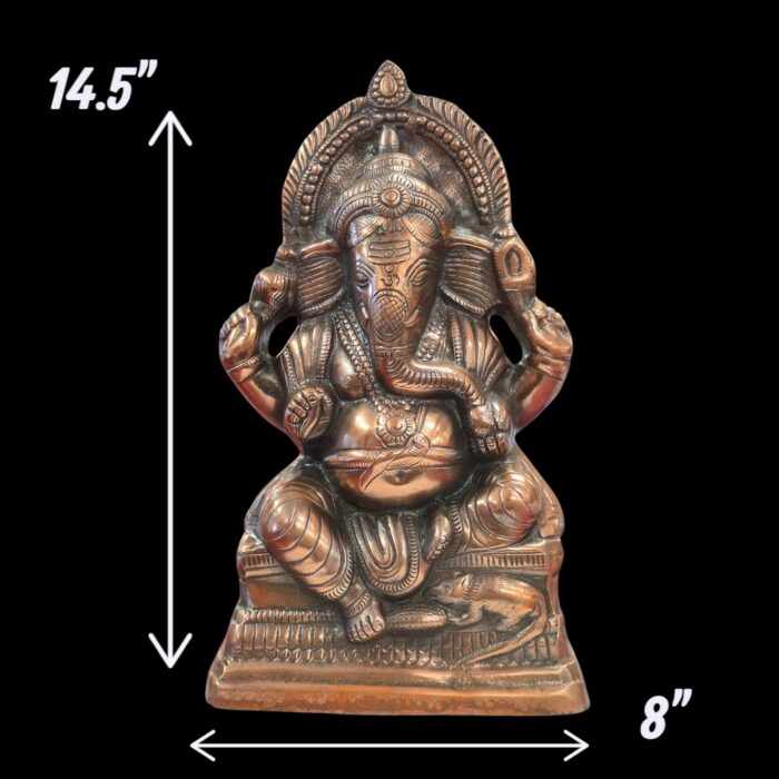 Dimensions of the metal copper Ganesha Statue