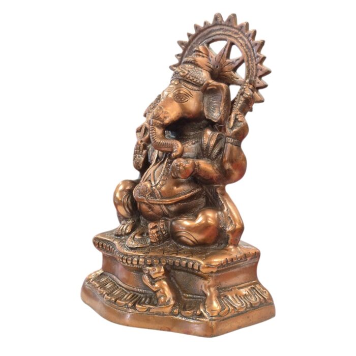 Side profile of Copper Ganesh Idol | Metal Ganesha Statue