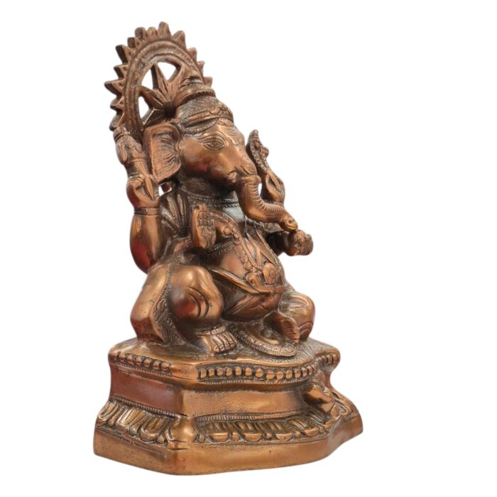 Side profile of Metal Ganesha Statue | Copper Ganesh Idol