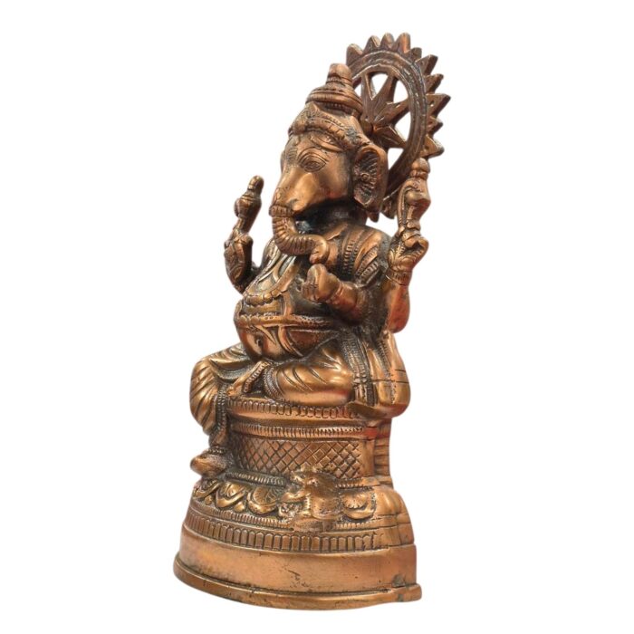 Side profile view of Copper Ganesha statue