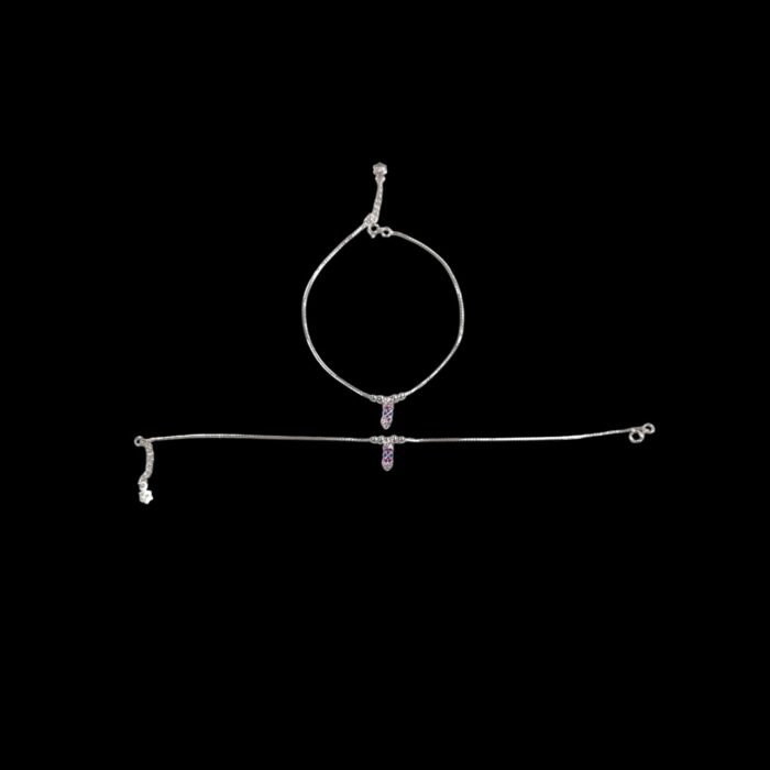 Pair of 925 Sterling Silver Anklets | Silver Anklets for Adults - 9.5 inch - Image 5