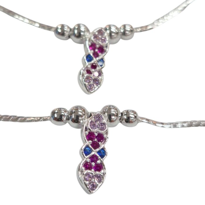 Pair of 925 Sterling Silver Anklets | Silver Anklets for Adults - 9.5 inch - Image 2