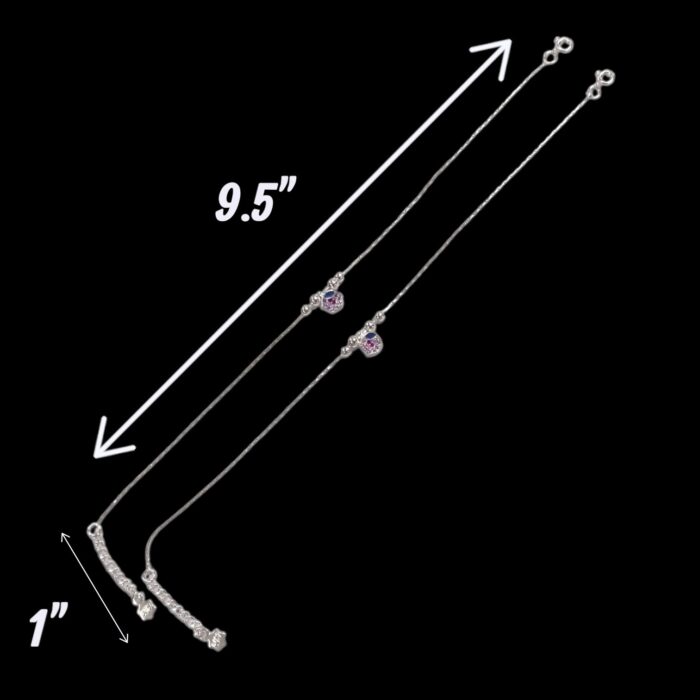 Pair of 925 Sterling Silver Anklets | Silver Anklets for Adults - 9.5 inch - Image 4