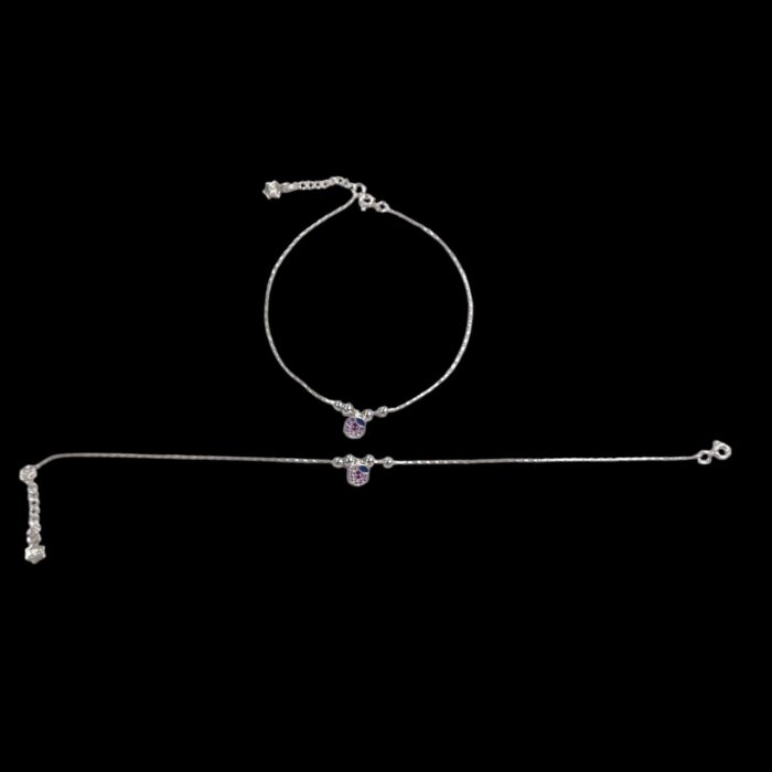 Pair of 925 Sterling Silver Anklets | Silver Anklets for Adults - 9.5 inch - Image 6