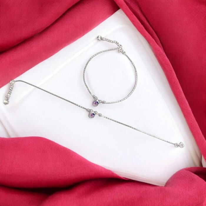 Pair of 925 Sterling Silver Anklets | Silver Anklets for Adults - 9.5 inch - Image 3