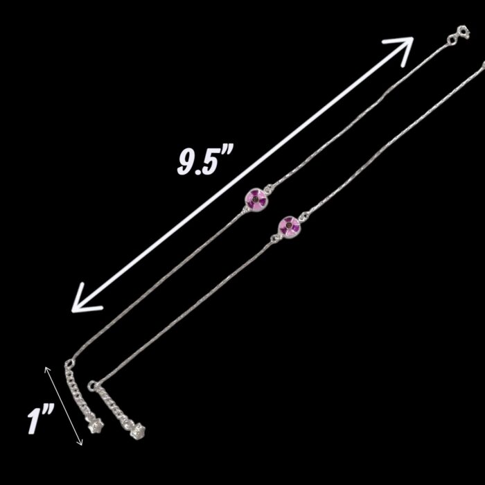 Pair of 925 Sterling Silver Anklets | Silver Anklets for Adults - 9.5 inch - Image 3