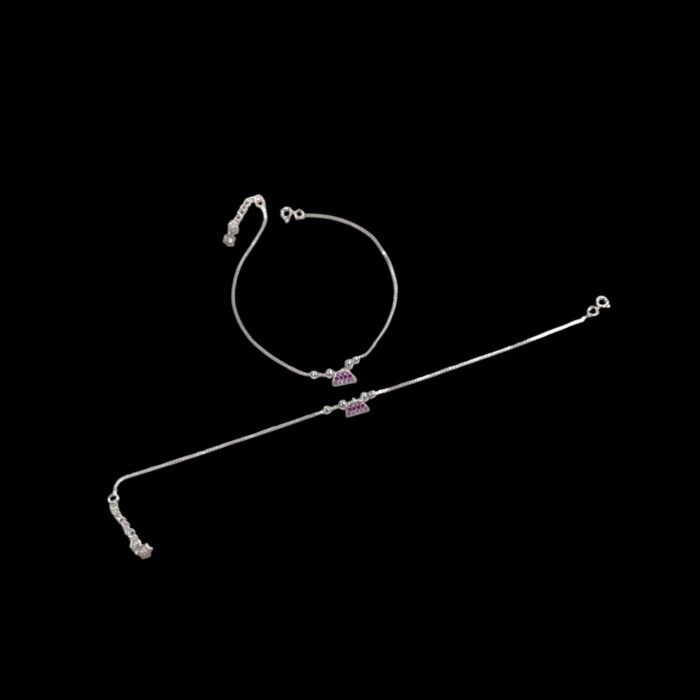 Pair of 925 Sterling Silver Anklets | Silver Anklets for Adults - 9.5 inch - Image 5