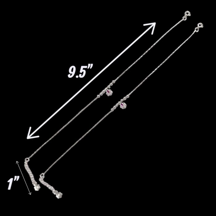 Pair of 925 Sterling Silver Anklets | Silver Anklets for Adults - 9.5 inch - Image 4