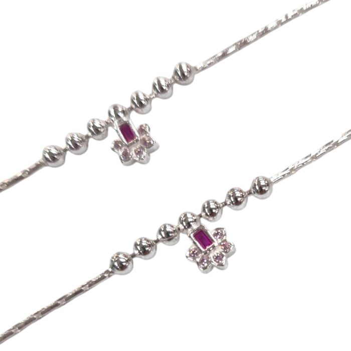 Pair of 925 Sterling Silver Anklets | Silver Anklets for Adults - 9.5 inch - Image 2