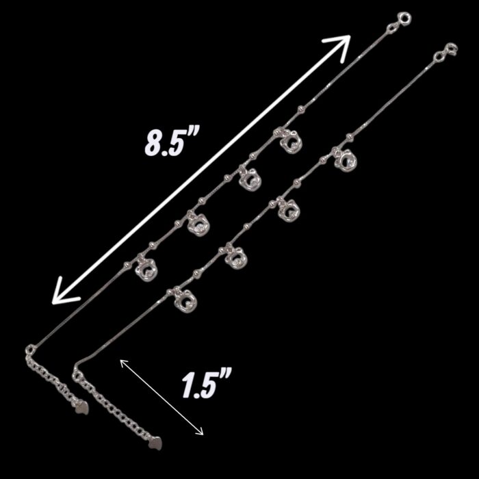 Pair of Pure Silver Anklet - 8.5 inch | Pure silver ankle bracelet - Image 3