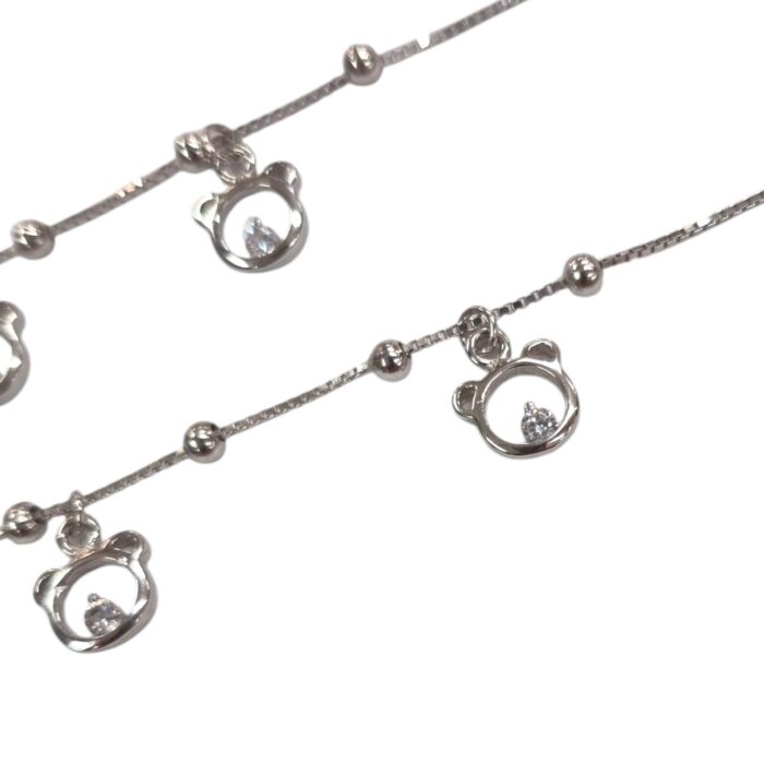 Pair of Pure Silver Anklet - 8.5 inch | Pure silver ankle bracelet - Image 2