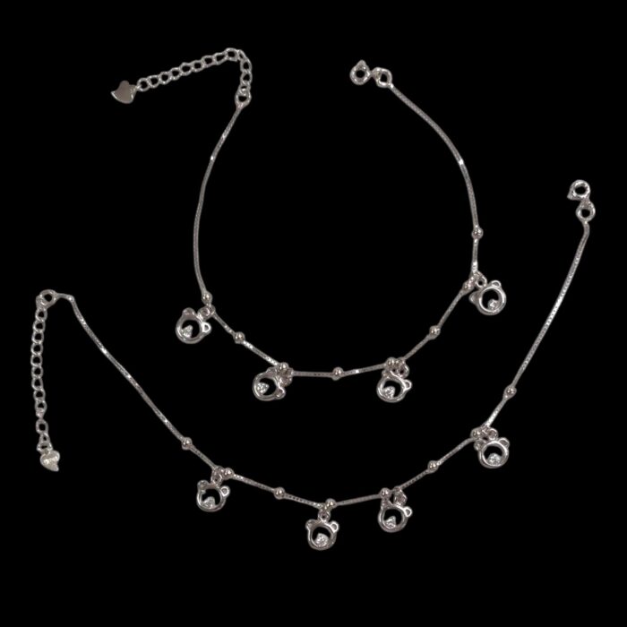 Pair of Pure Silver Anklet - 8.5 inch | Pure silver ankle bracelet - Image 5