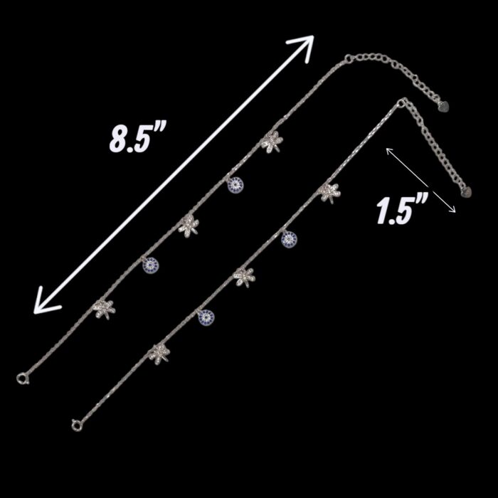 Length of each anklet being displayed along with the extensions