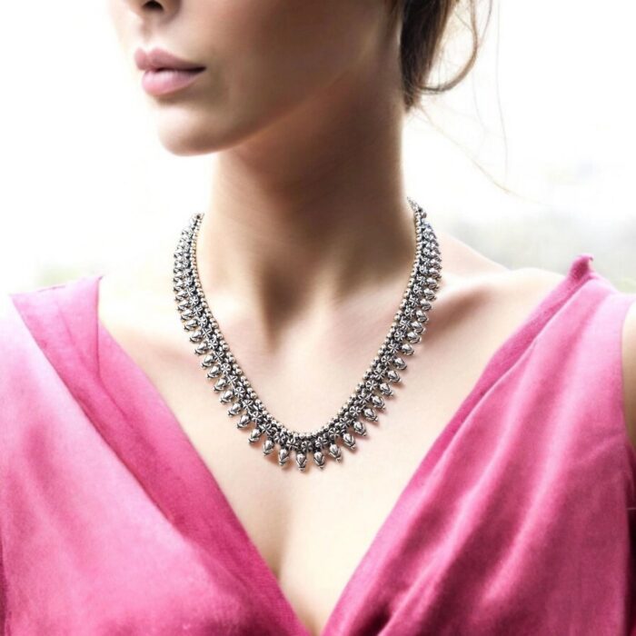 925 Pure Silver Necklace | Handcrafted Silver Oxidized Necklace - Image 2