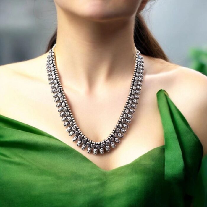 925 Pure Silver Necklace | Handcrafted Silver Oxidized Necklace - Image 2
