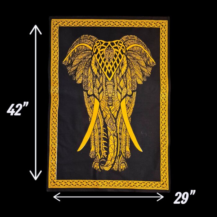 Boho Elephant Yellow-Black Tapestry - Image 5