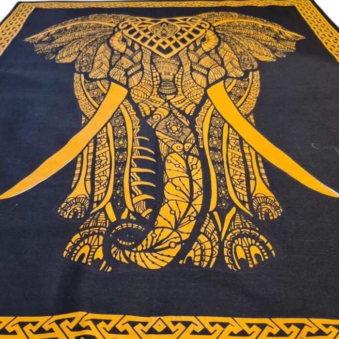 Boho Elephant Yellow-Black Tapestry - Image 3