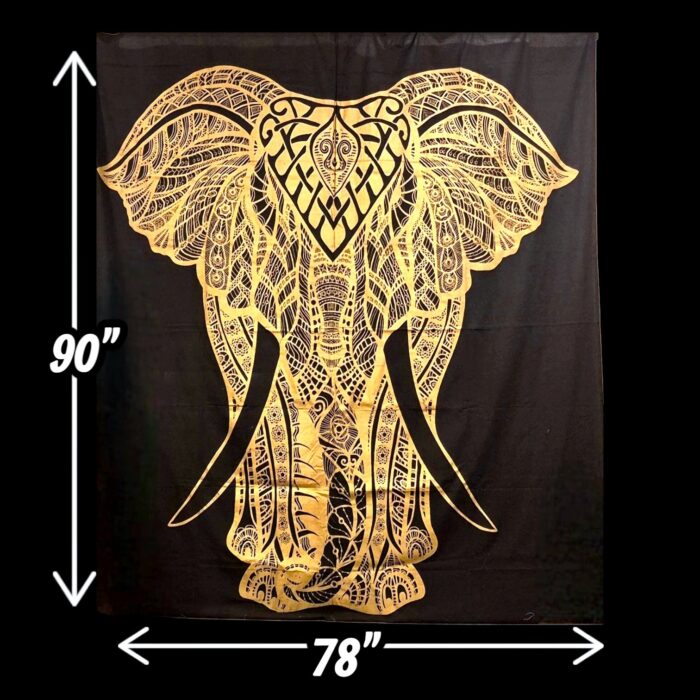 Boho Elephant Golden-Black Tapestry - Big - Image 3