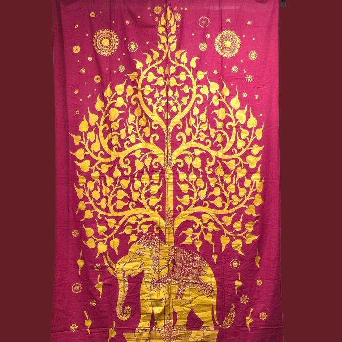 Tree of life - Elephant - Red Tapestry - Image 2