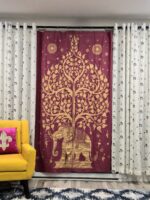 Tree of life - Elephant - Red Tapestry