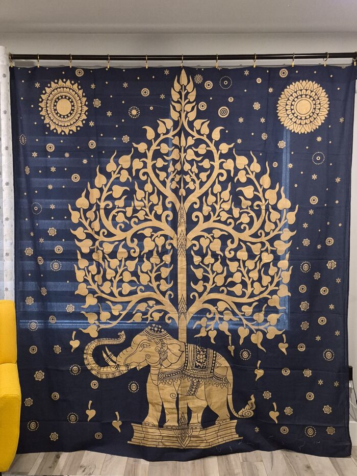 Tree of life - Elephant - Golden-Black Tapestry - Big - Image 2