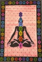 Close up of cotton seven chakras tapestry