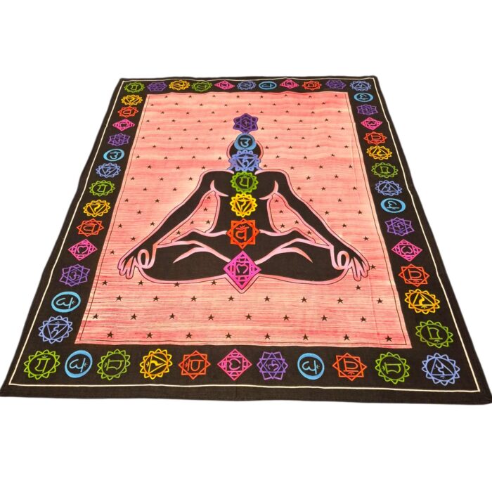 Side profile view of the cotton tapestry | 7 Chakras Tapestry