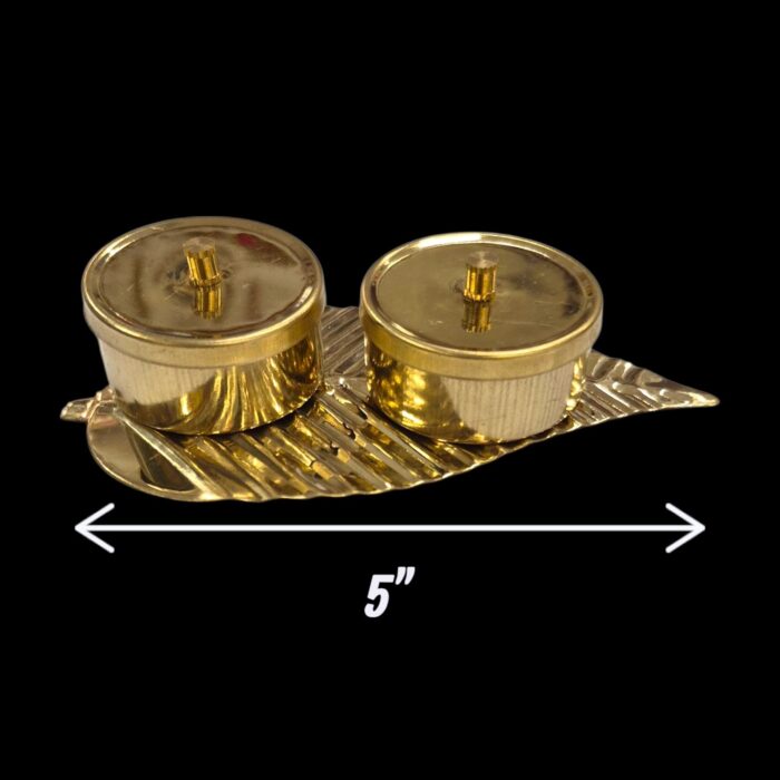 Brass Turmeric Kumkum Barni - 5 inch - Image 4