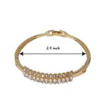 Elegant Gold-Tone Small Pearls & AD Stone Curved Bangle - Image 2
