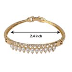 Elegant Gold-Tone Pearl & AD Stone Curved Bangle - Image 4