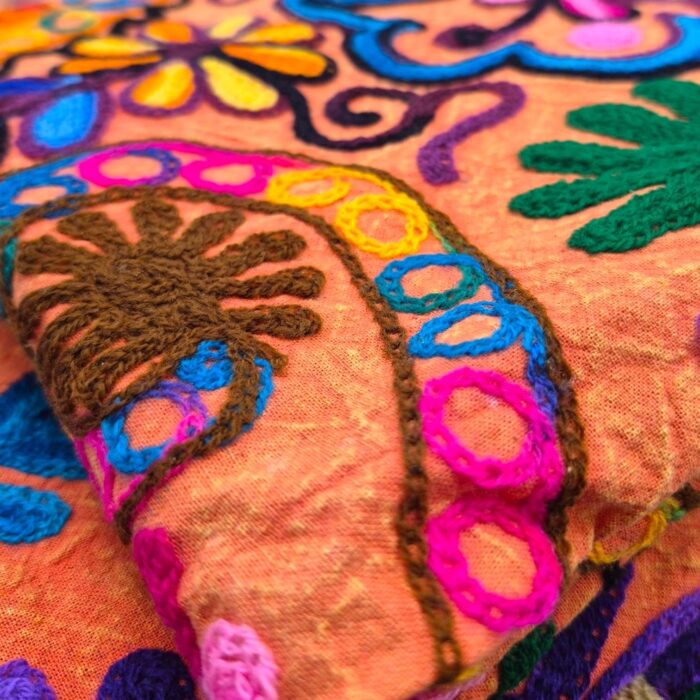 Embroidery Cotton Tapestry - Orange - Image 5