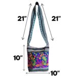 Jacquard Sling Bag with Embroidery - Blue - Image 4