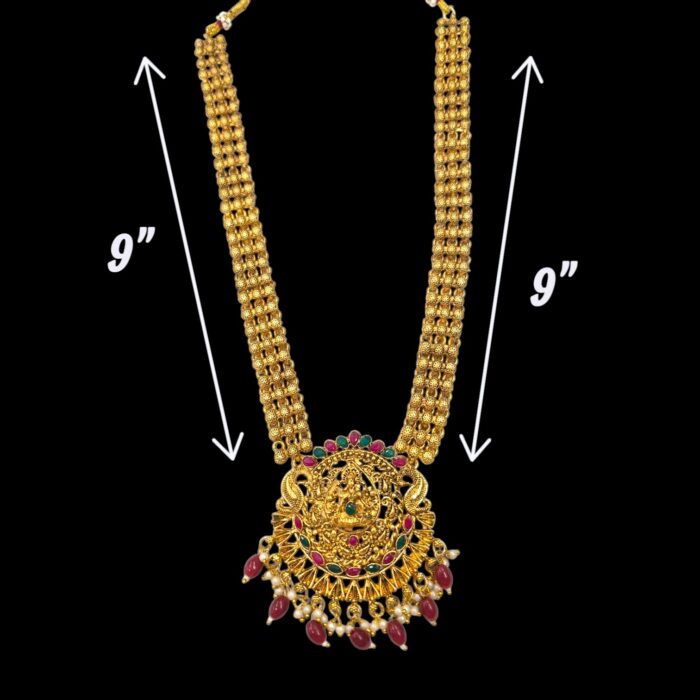 Golden antique Temple Necklace Set - Image 5