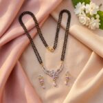 Aria Gold-Plated AD Floral Mangalsutra & Earring Set - Image 2