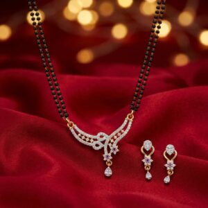 Gold-Plated CZ Mangalsutra & Earring Set