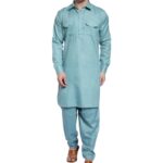 Pathani Suit for Men | Light Blue Kurta Pyjama - Image 5