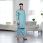 Pathani Suit for Men | Light Blue Kurta Pyjama