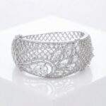 Close up of the silver finish Diamond studded bracelet