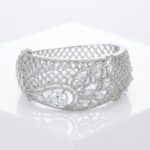 Close up of the silver finish Diamond studded bracelet