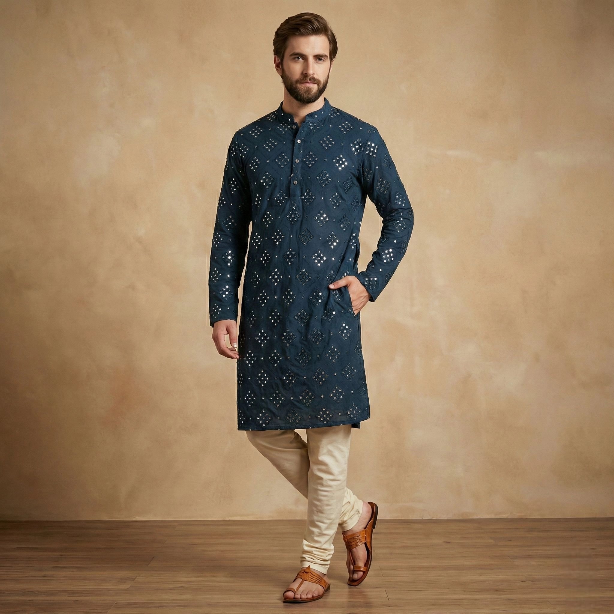 Blue Kurta for Men | Mirror finish Party wear ethnic wear Blue Kurta for Men | Mirror finish Party wear ethnic wear