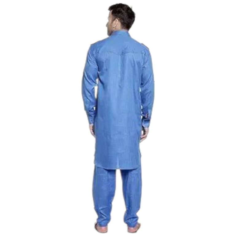 Blue Pathani suit for Eid prayers men