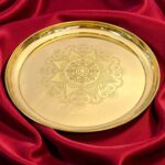 Brass pooja thali | Laser etched pital thali - 13 inch