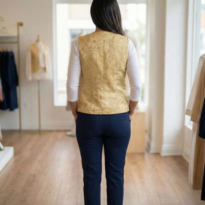 Back profile view of Brocade Jacket for women
