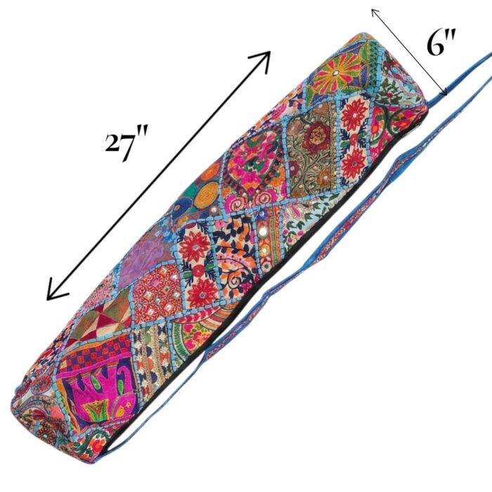 Embroidered Yoga mat Bag - Turquoise - Image 4