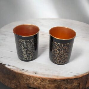 Printed Copper drinking glass | Set of 2 Copper Glass