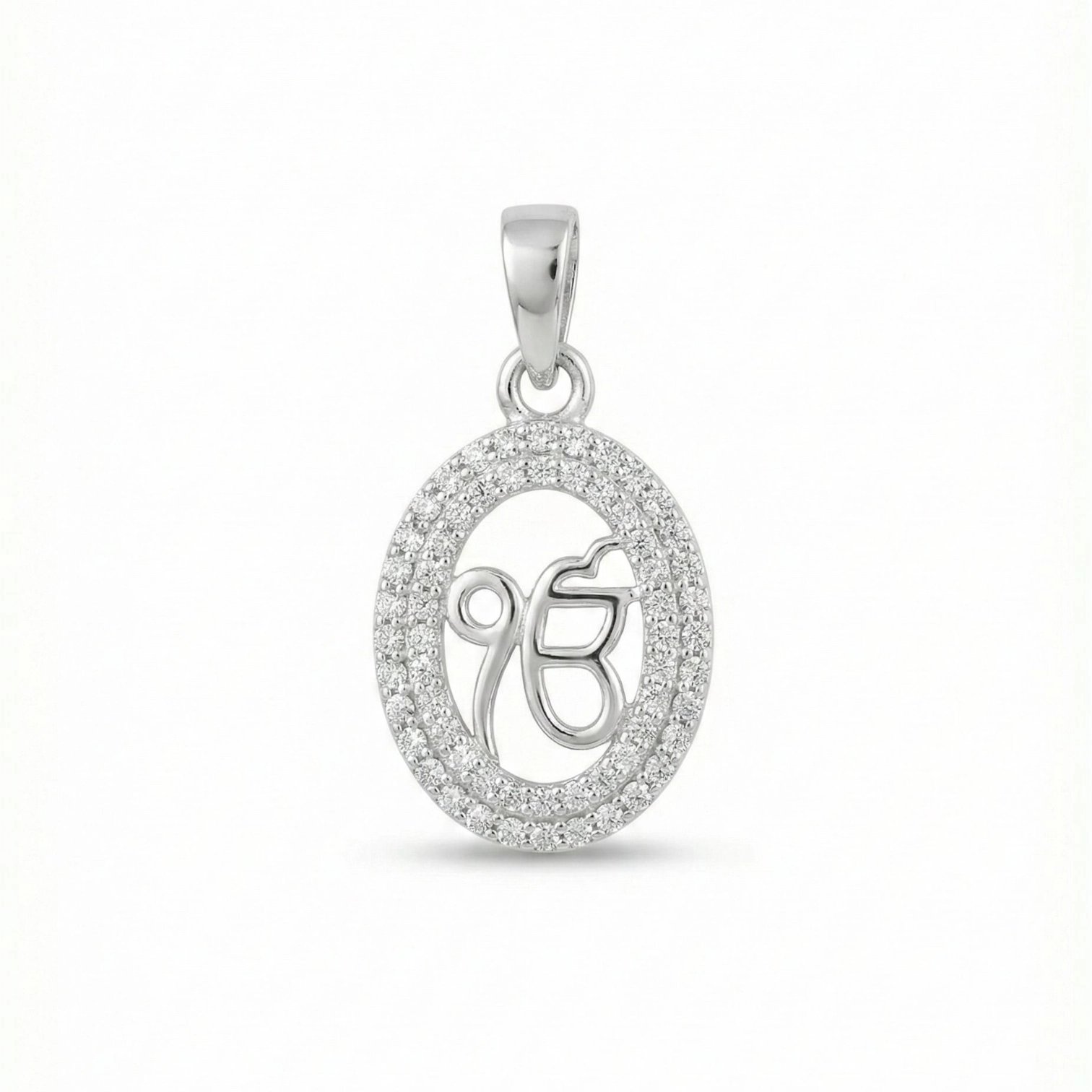 Ek Onkar sterling silver pendant with CZ stones Ek Onkar sterling silver pendant with CZ stones