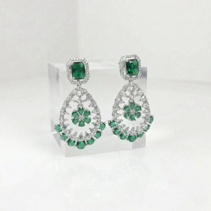Signature Swarnika - Emerald green floral stone detailing